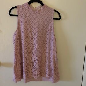 Rewind Mauve Lace Sleeveless Blouse